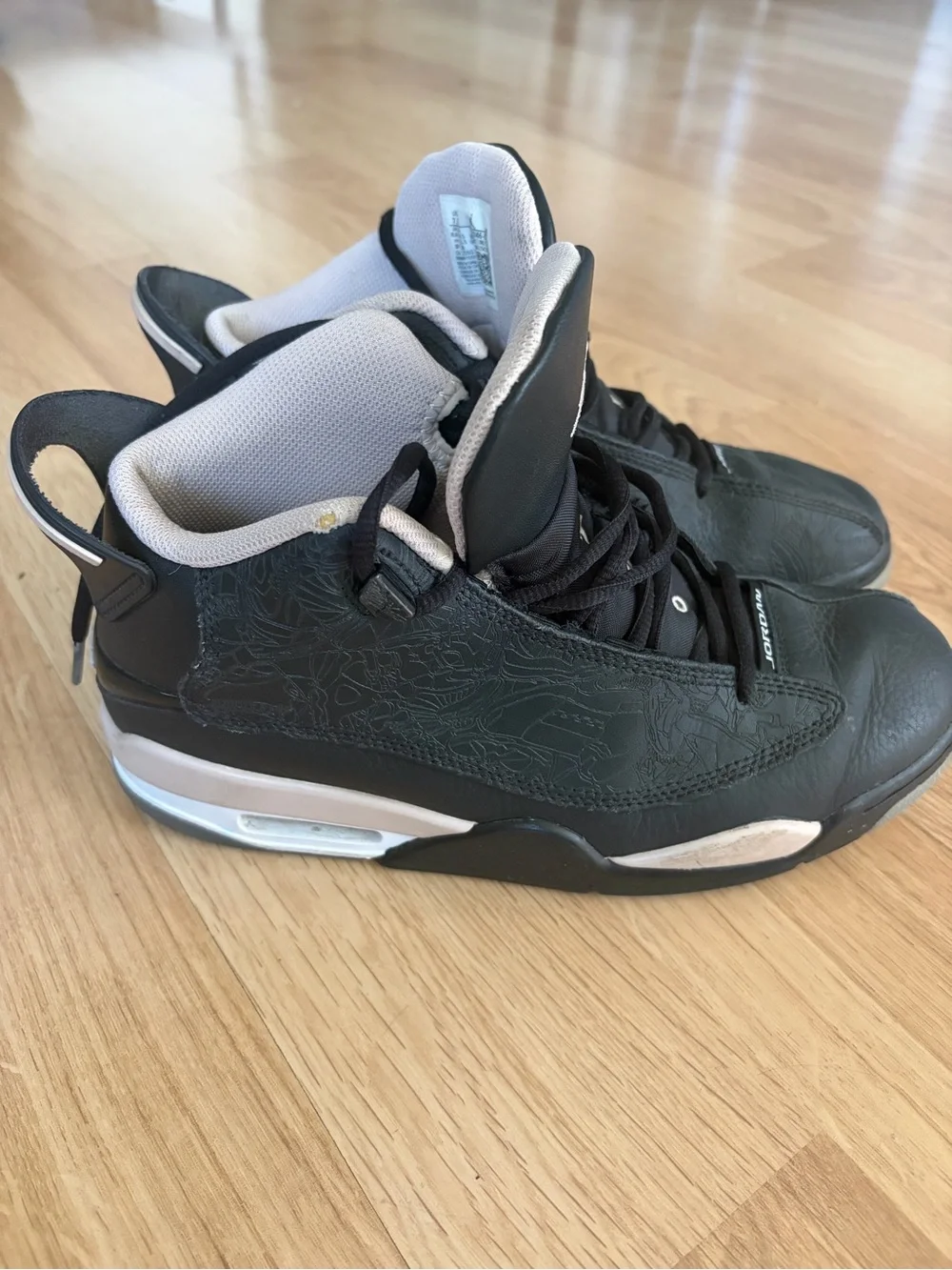 Jordan Boys Black and Gray Retro Basketball Sneakers